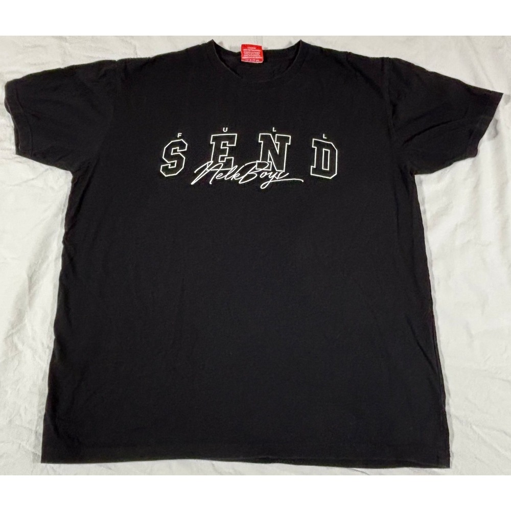 Full Send Mens Nelk Boys Block Tee Black Crew Neck Short Sleeve Graphic Tee XL